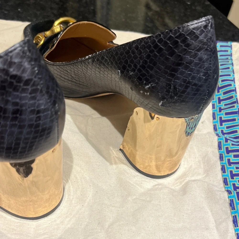 Tory Burch Black Heels with Gold Accent